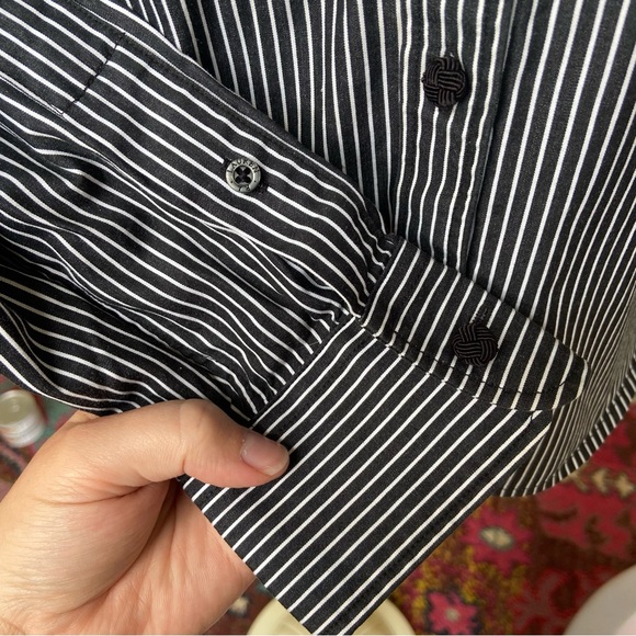 Ralph Lauren Long Sleeve Black and White Stripe Women's Small Button-Down - Picture 3 of 5